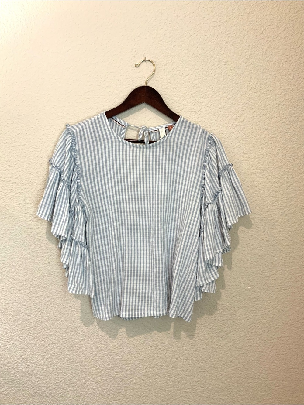 Blue and white size small lightweight Pilcro top from Anthropologie